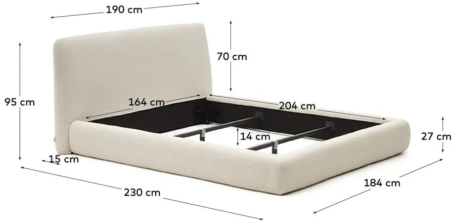 Beżowe tapicerowane łóżko dwuosobowe 160x200 cm Martina – Kave Home