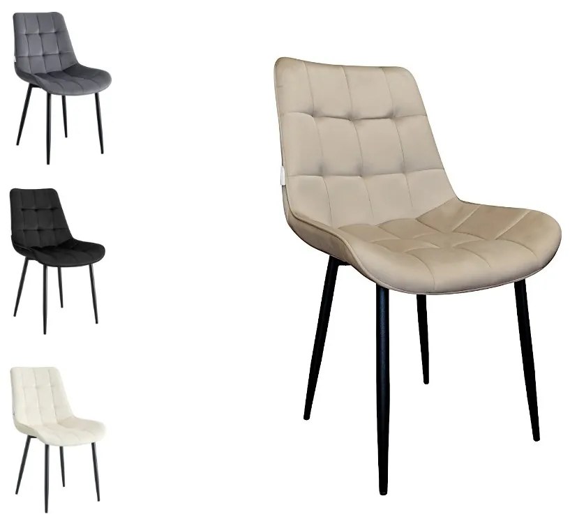 Krzesło Cherry welur na metalowych nogach - tapicerowane