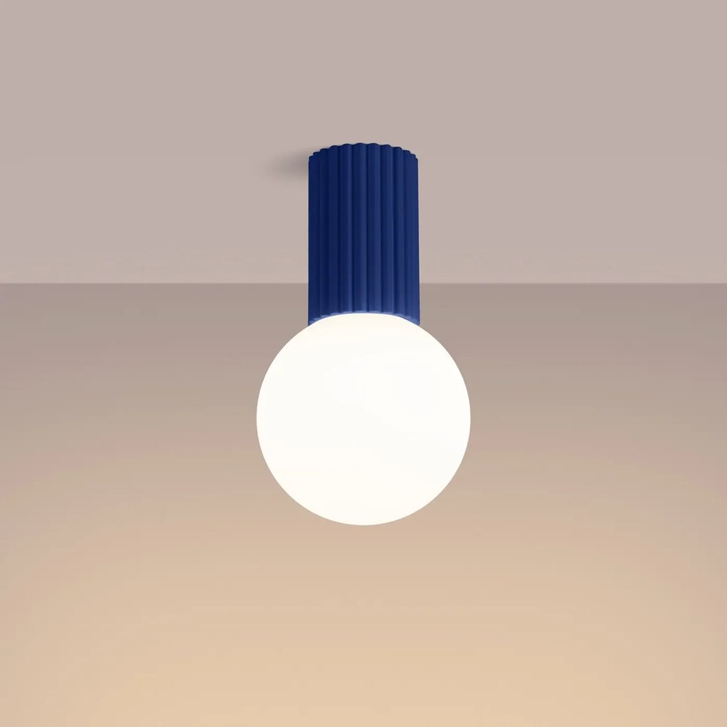 Plafon HALO ultramaryna IP44 ryflowany SOLLUX  LIGHTING