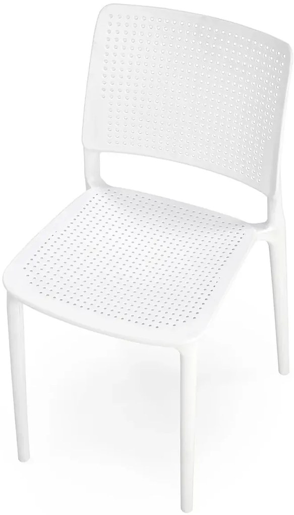 Białe minimalistyczne krzesło sztaplowane - Pięciopoziomowa
