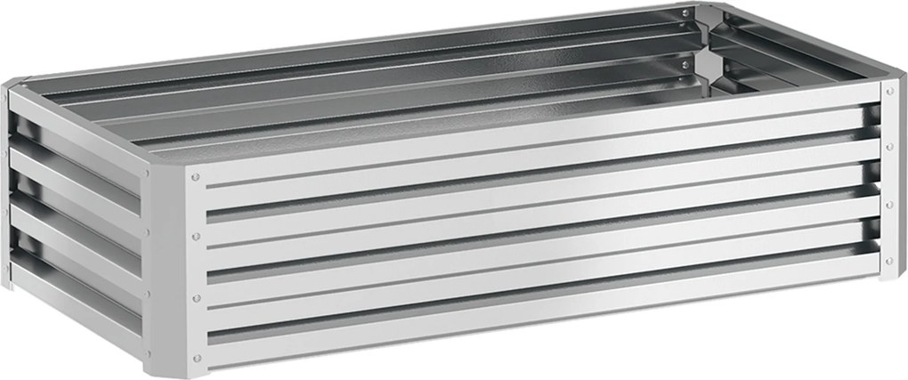 Outsunny Wysoki kwietnik ogrodowy, odporny na warunki atmosferyczne, otwarte dno, stal ocynkowana, 120 cm x 60 cm x 30,5 cm, Srebrny