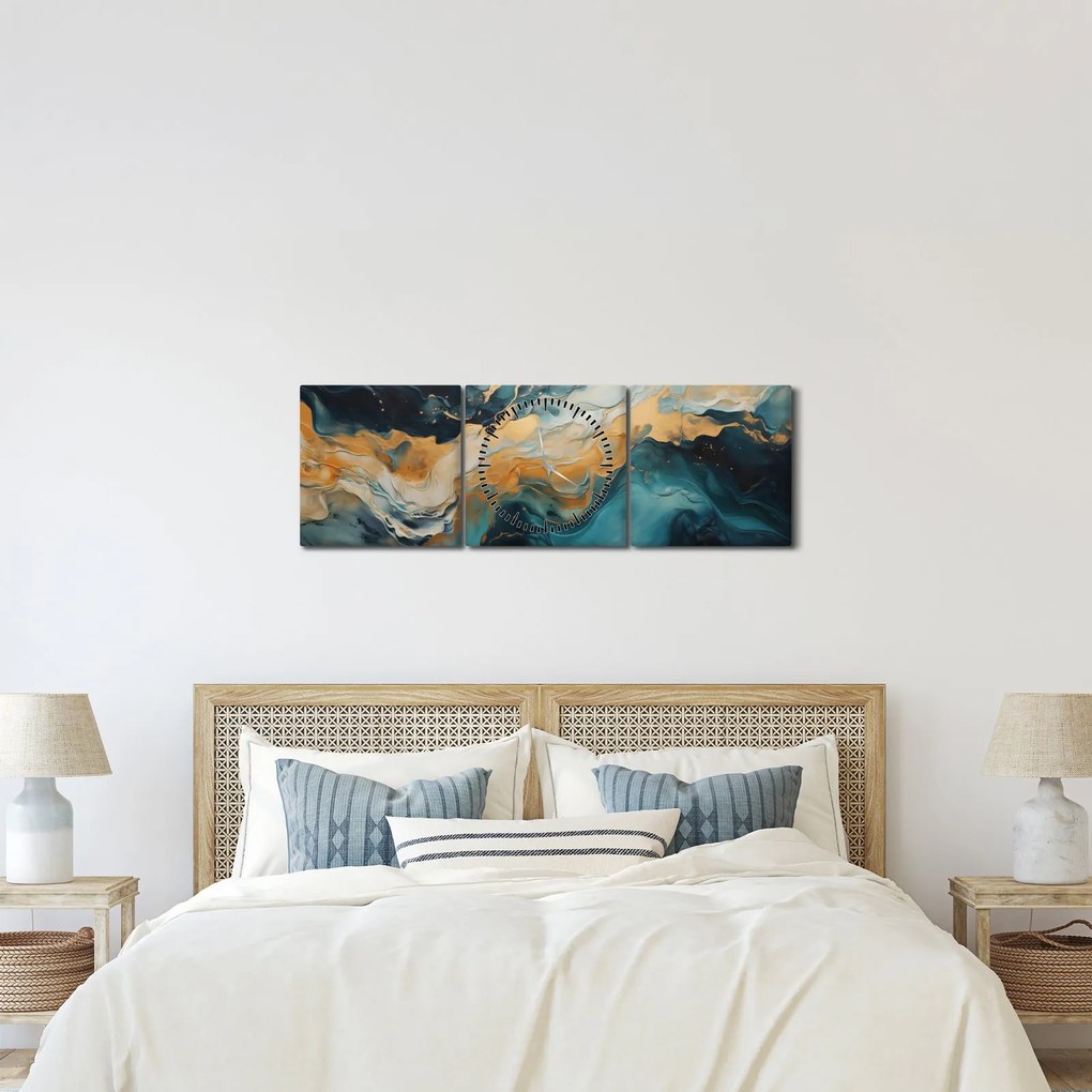 Obraz - Abstrakcja (z zegarem) (90x30 cm)