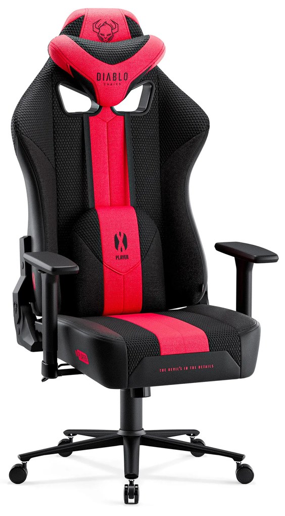 Materiałowy fotel gamingowy Diablo X-Player 2.0 King Size, karmazynowo-antracytowy