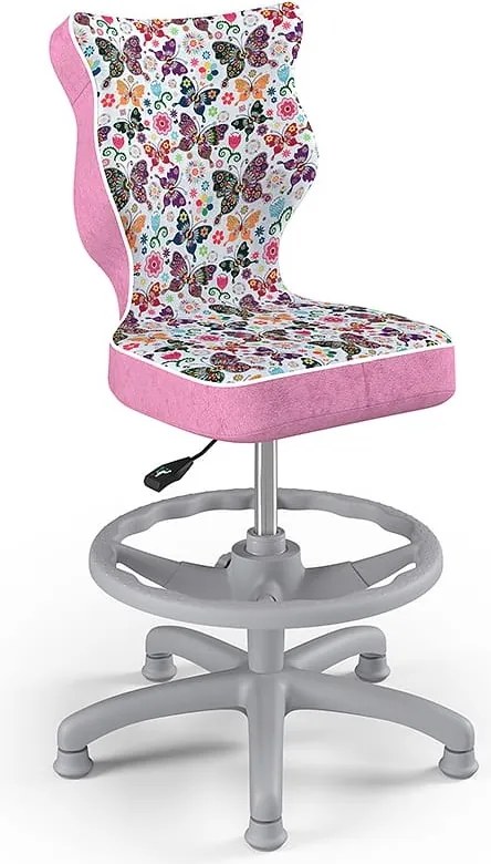 Krzesło dziecięce z wzorami i podnóżkiem Petit Grey rozmiar 3 (119-142 cm)