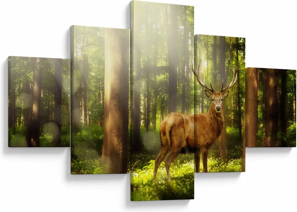 Obraz jelenia w lesie (125x70 cm)