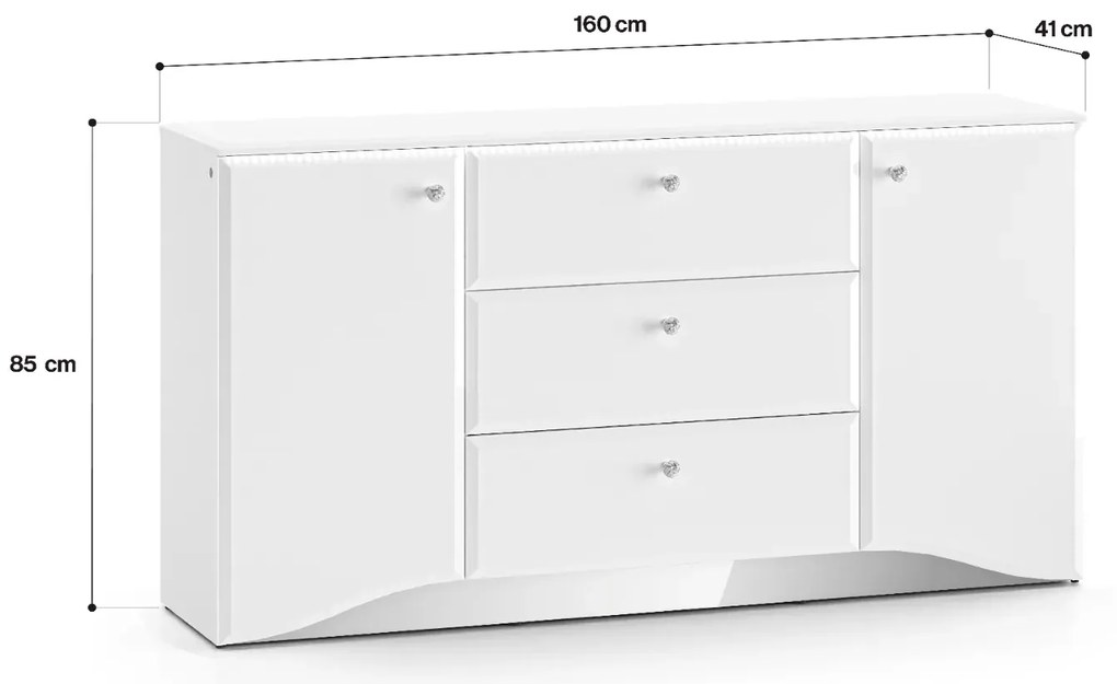 Komoda BLANC 02 2D3S 160 biały połysk ML MEBLE
