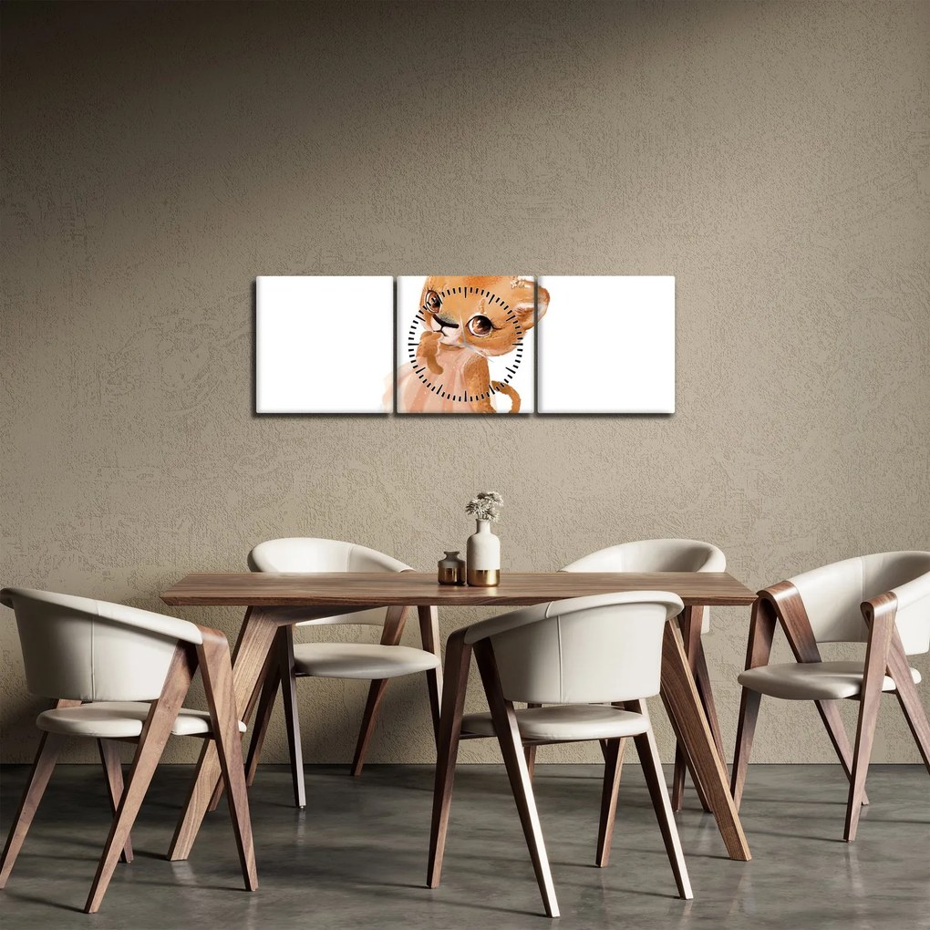 Obraz - Zwierzątko akwarelowe N⁰6 (z zegarem) (90x30 cm)