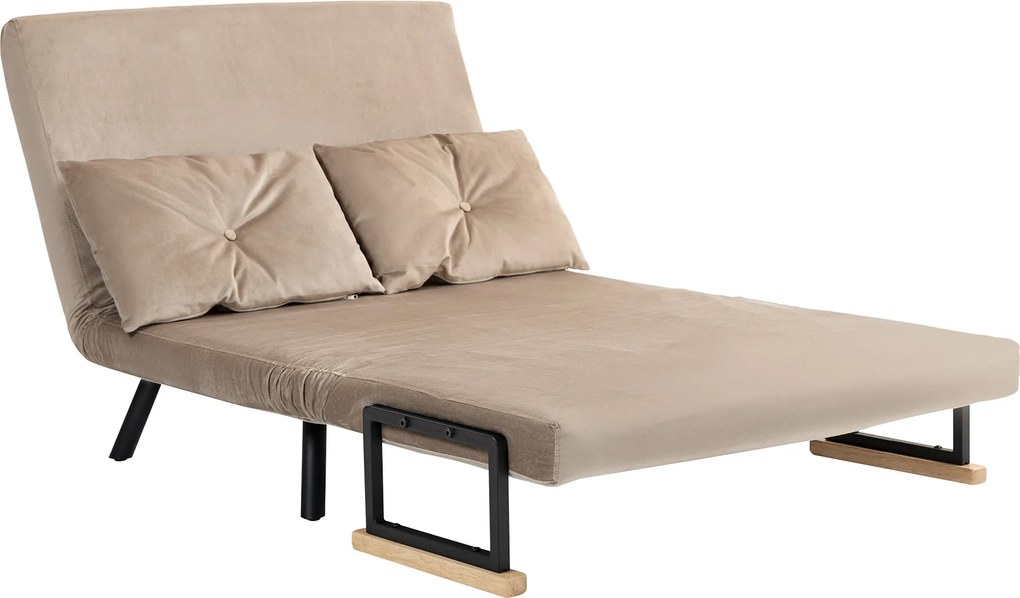 HOMCOM Fotel rozkładany z funkcją spania łóżko dla gości podłokietniki drewniane metalowa rama do 120 kg jasnobrązowy | Aosom PL