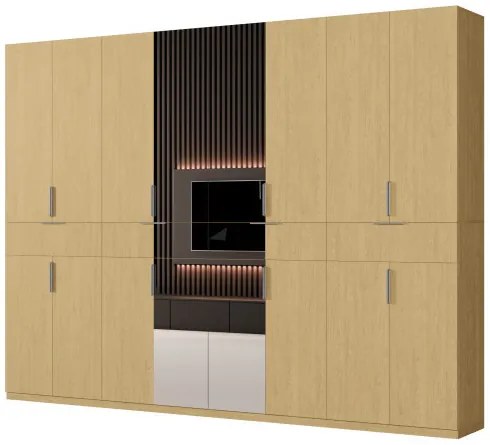 Duża szafa garderobiana z lustrem 360 x 240 cm – Dąb Baltic Dune