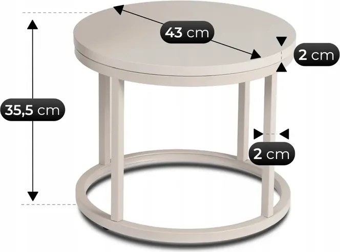 Zestaw Stolików Kawowych NELLY 43 cm/53 cm Kaszmir Japandi