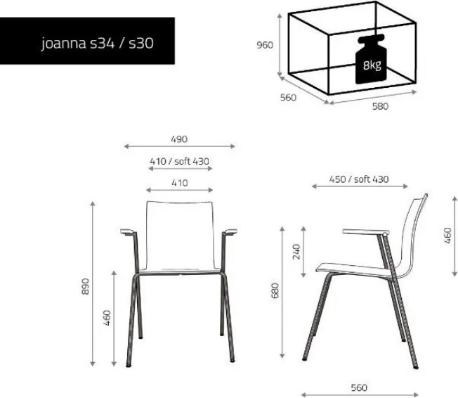 Krzesło do poczekalni z podłokietnikami Joanna J04 S34 tapicerowane