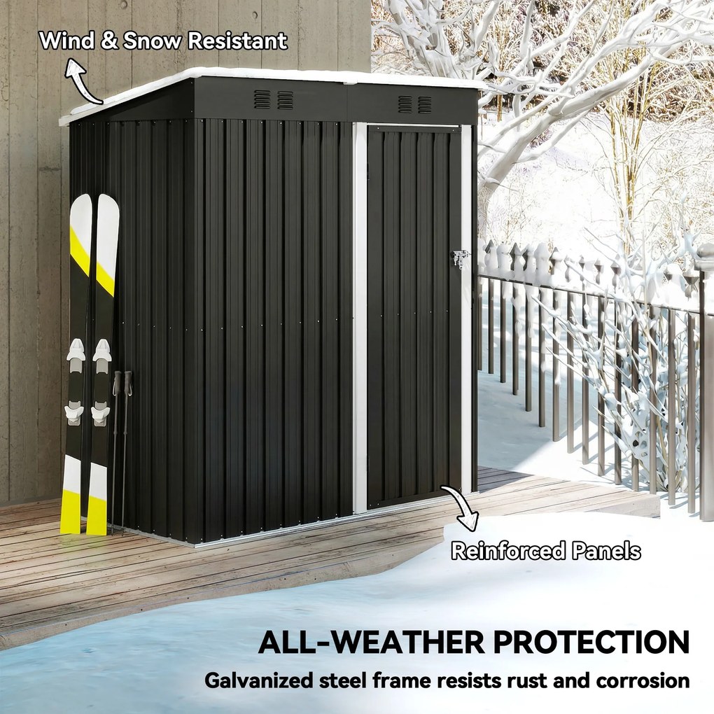 Outsunny Metalowy schowek na narzędzia 1,37 m², zamykany schowek z wentylacją, pochyłym dachem, rękawicami, 163 x 90 x 179 cm | Aosom PL