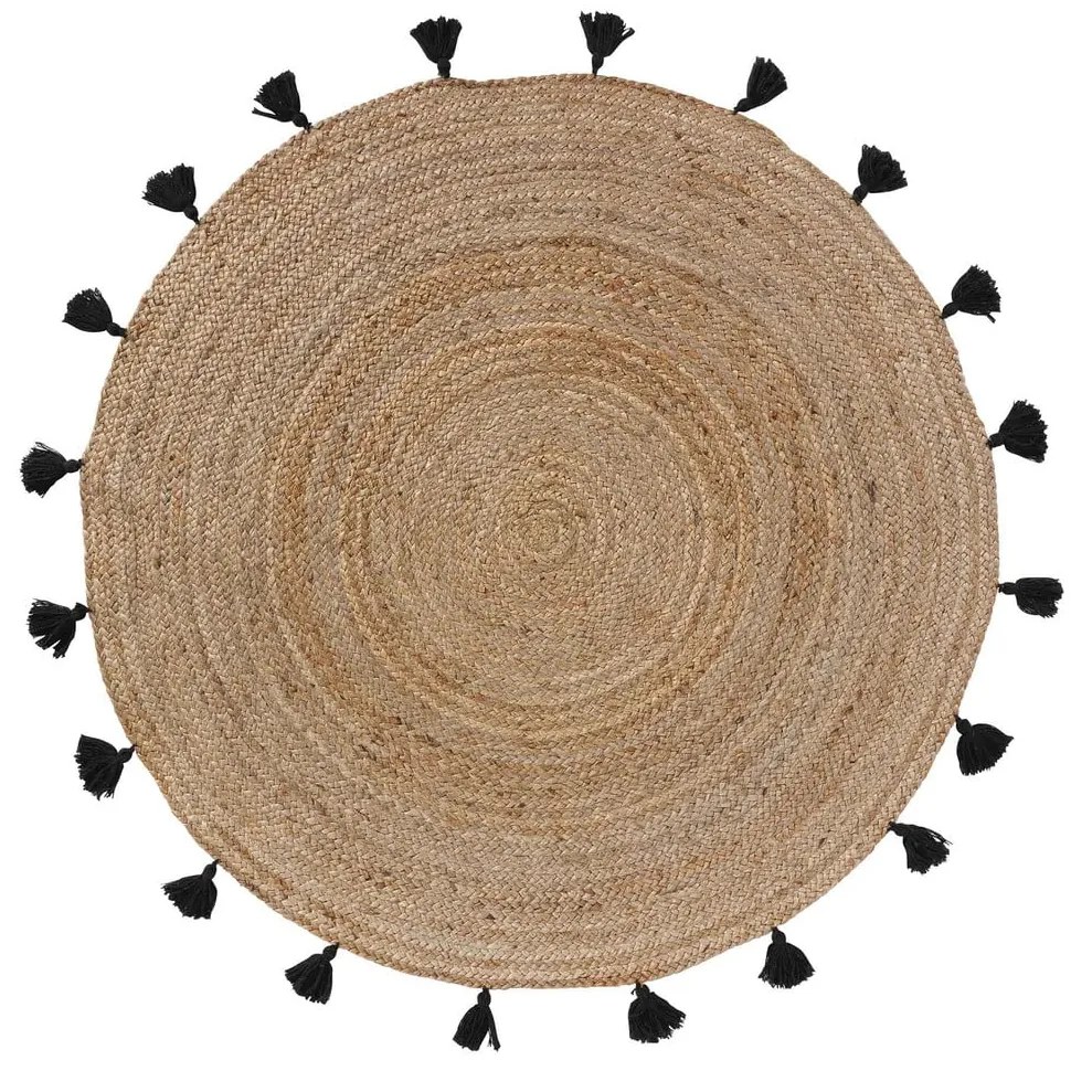 Czarno-naturalny okrągły dywan ø 120 cm Shira – douceur d'intérieur