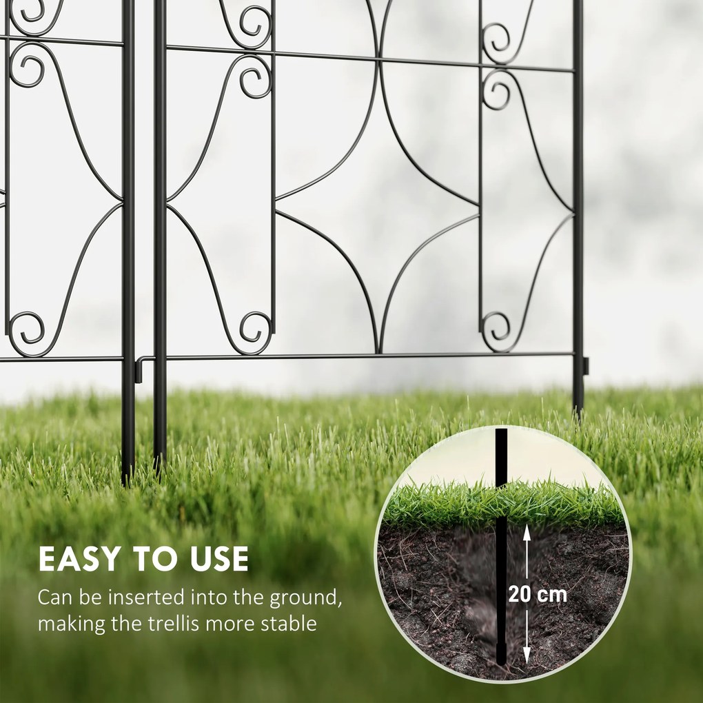 Outsunny Pergola Metalowa 2 szt. Wkopywana, Antykorozyjne Wsparcie dla Roślin Pnących 50x150 cm, Czarna