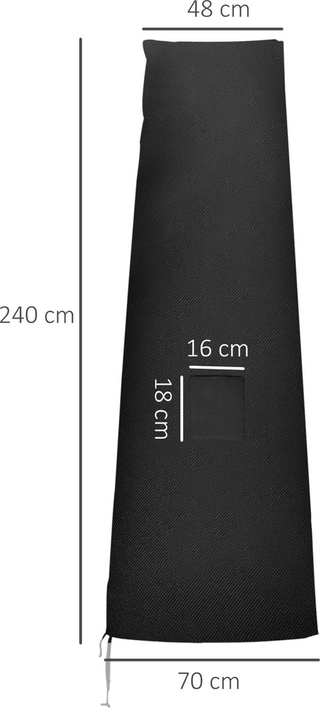 Outsunny Osłona na Parasole, Pokrowiec na Parasole, Odporny na Warunki Pogodowe, z Boczną Kieszenią, Czarny