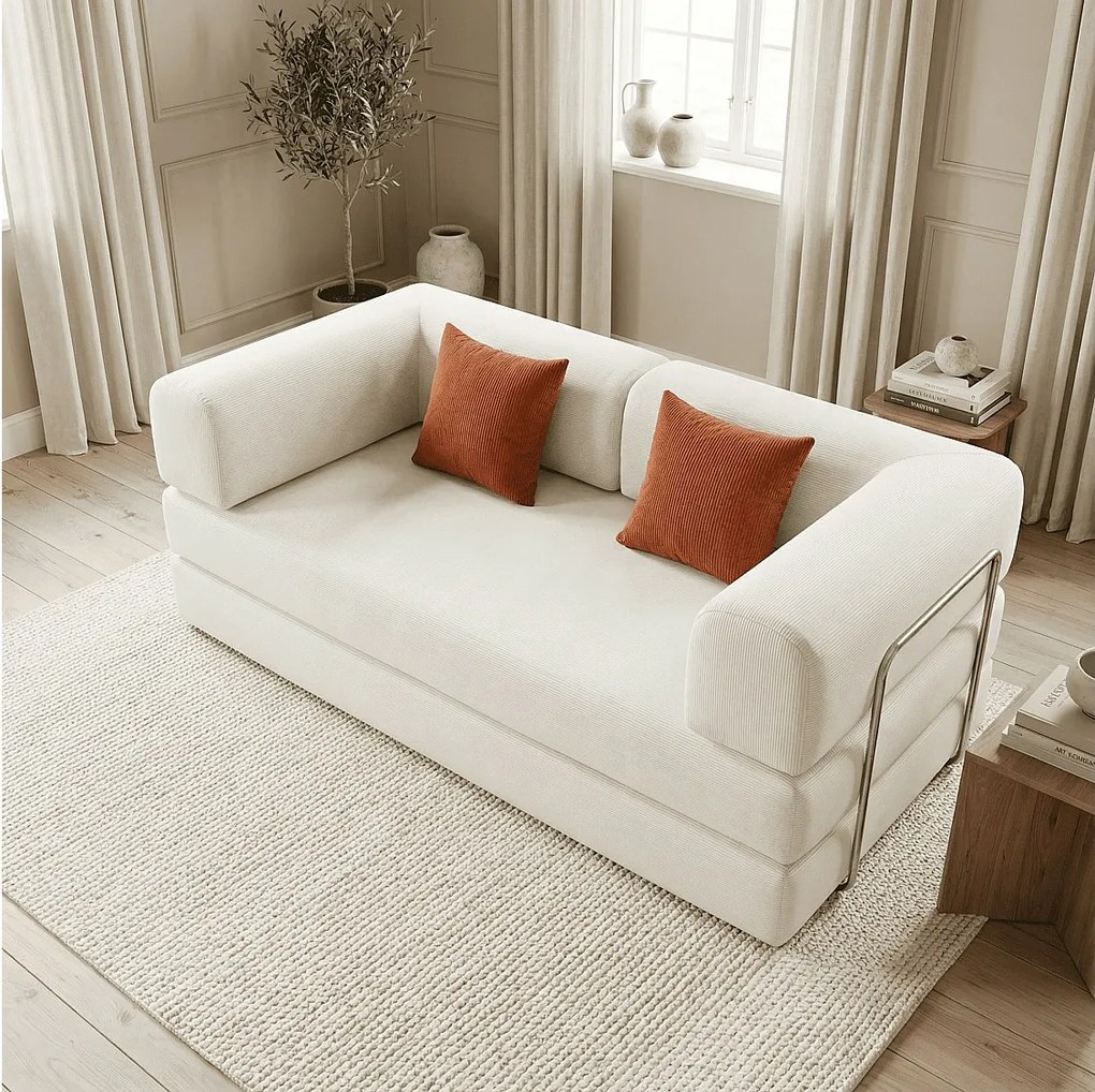 Coco Living Sofa rozkładana Kaia – biały/mango