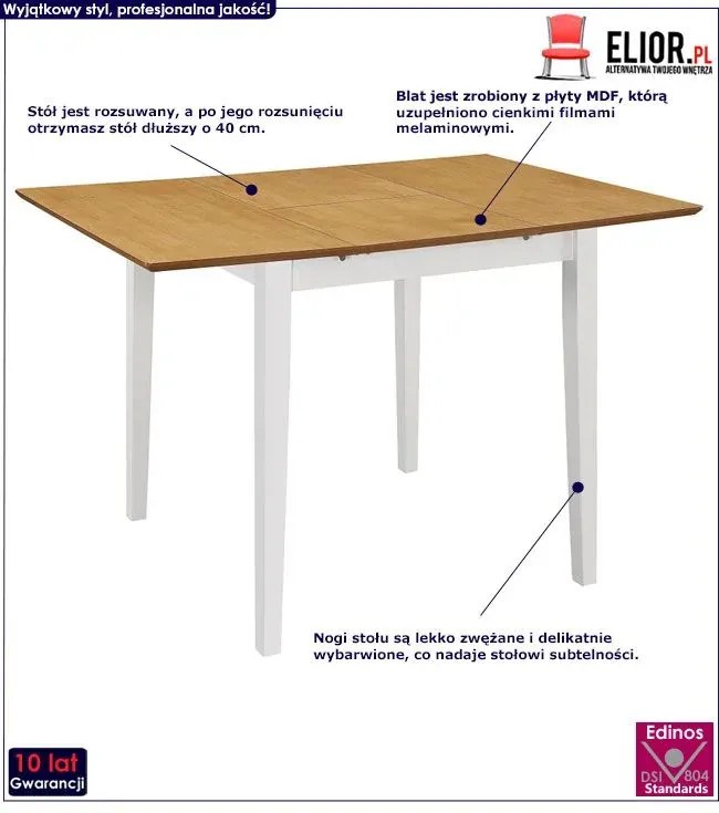 Stół rozsuwany z – biało Dazo 4X F1-A13