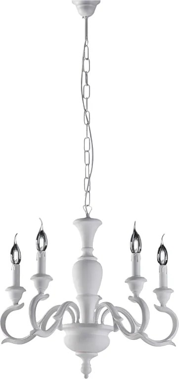 Fiorenza Shabby White Wooden Chandelier 5 Lights 110 Ø50 BL172-5-BCO