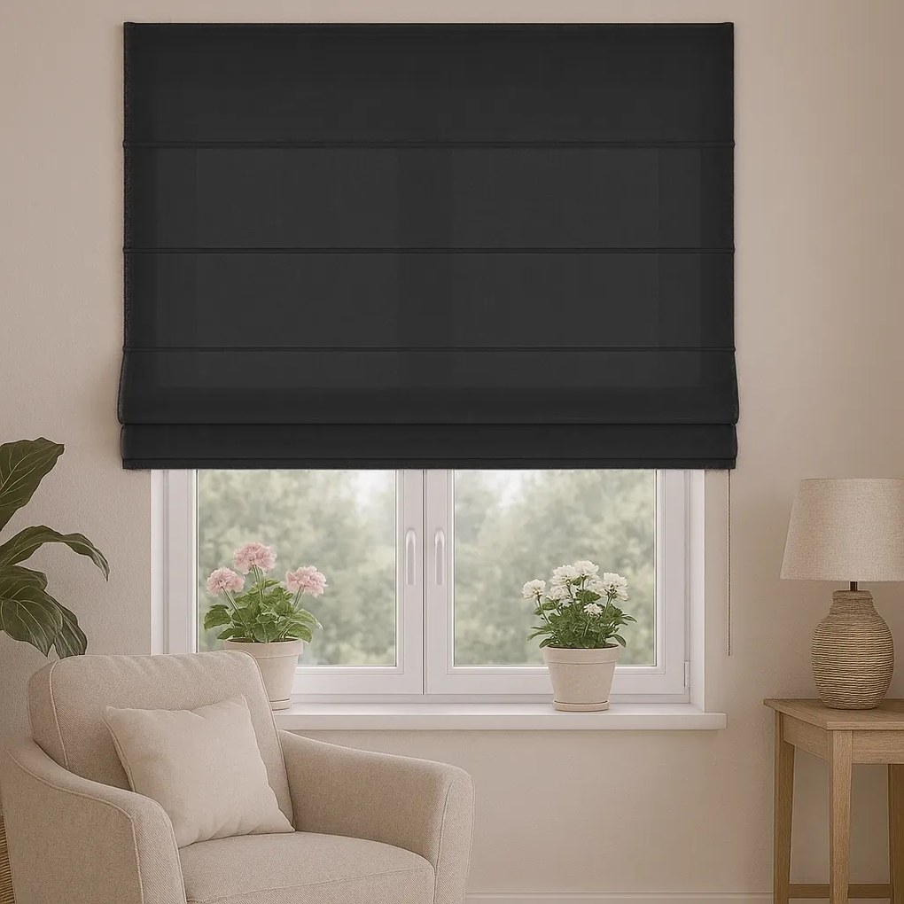 Roleta rzymska welurowa na wymiar Velutto czarna - do 140 cm