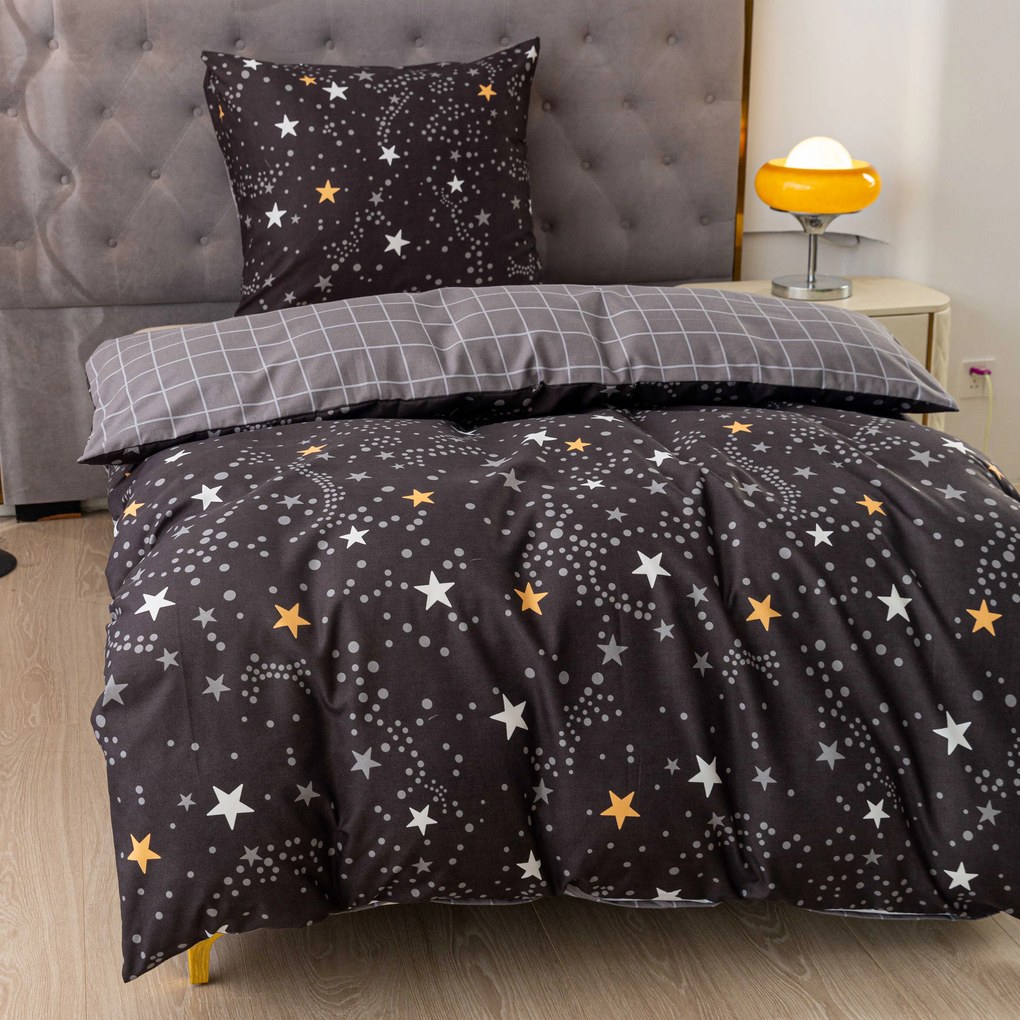 PrzytulneMieszkanie.pl PrzytulneMieszkanie.pl Flanelowa pościel z mikrofibry STELLAR ciemnoszara Rozmiar pościeli: 70 x 90 cm | 140 x 200 cm