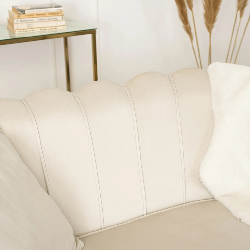 Sofa ZENDAYA Dwuosobowa Kremowa Muszelka Glamour do Salonu