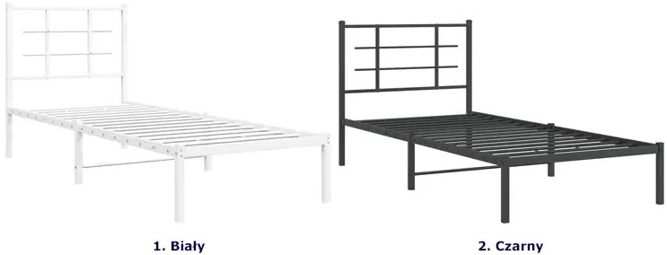 Białe metalowe łóżko jednoosobowe 90x200 cm - Laxo
