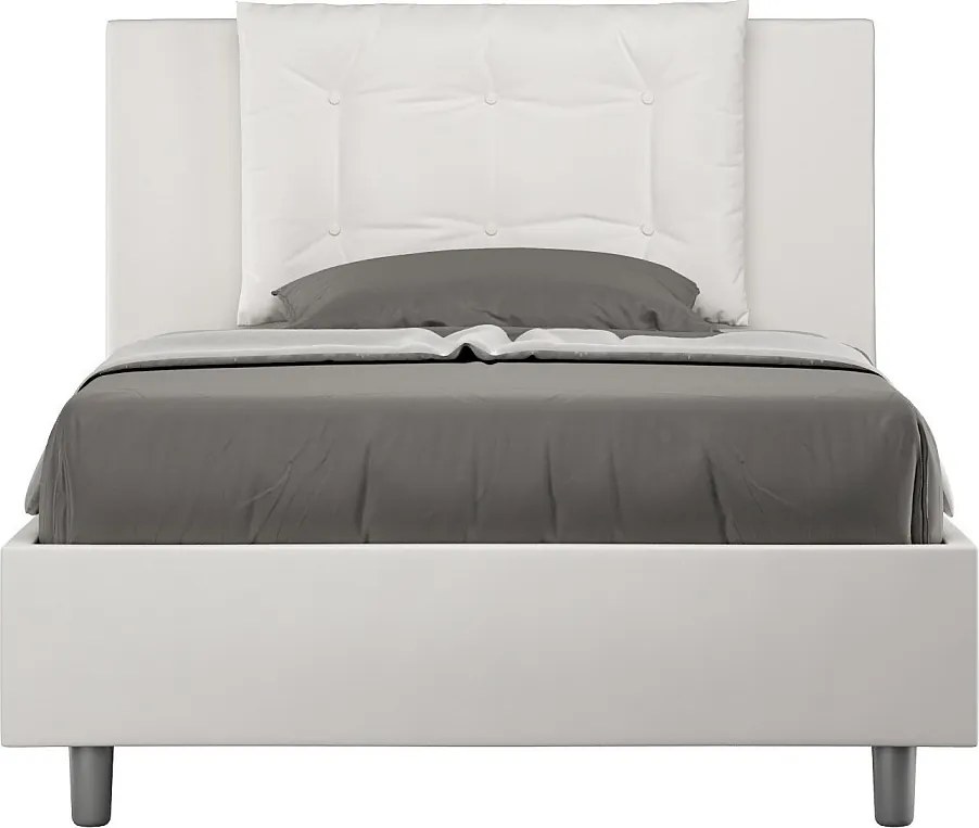 Łóżko bez stelaża tapicerowane 120x190 sztucznej skóry biały Annalisa