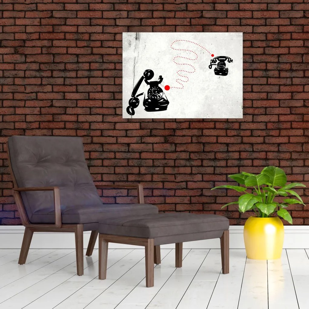 Obraz - Rysunek telefonu w stylu Banksy (70x50 cm)