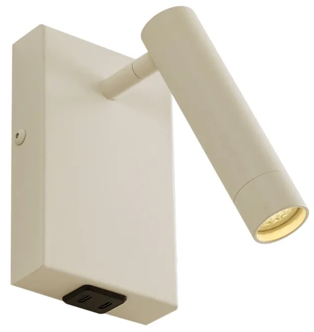 Nowoczesny Kinkiet / Lampa scienna beżowy z regulacją i USB-C - Croft Nowoczesny Oswietlenie wewnetrzne