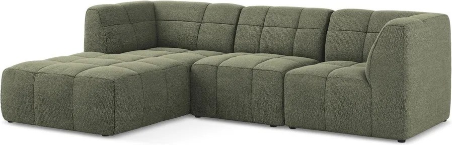 Zielony narożnik z materiału bouclé (lewostronny/z szezlongiem) Aloha – Makamii