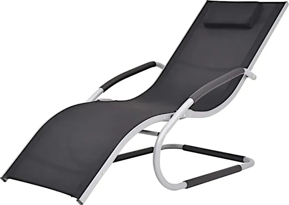 Czarny ergonomiczny leżak ogrodowy N6-M65