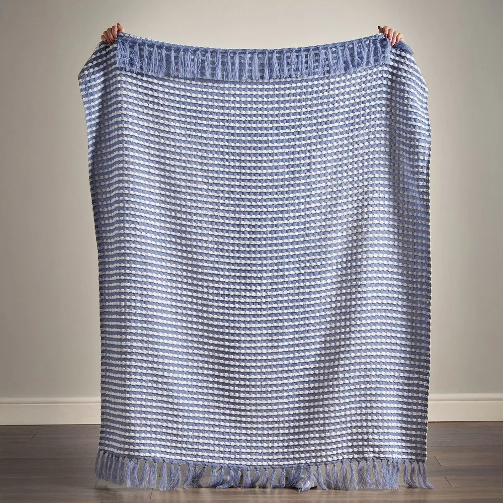 Niebieski koc 125x150 cm Stab Stitch – Catherine Lansfield