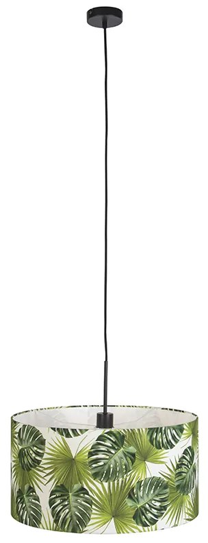 Botaniczna lampa wisząca czarna z abażurem w kształcie liścia 50cm - Combi 1 Nowoczesny Oswietlenie wewnetrzne