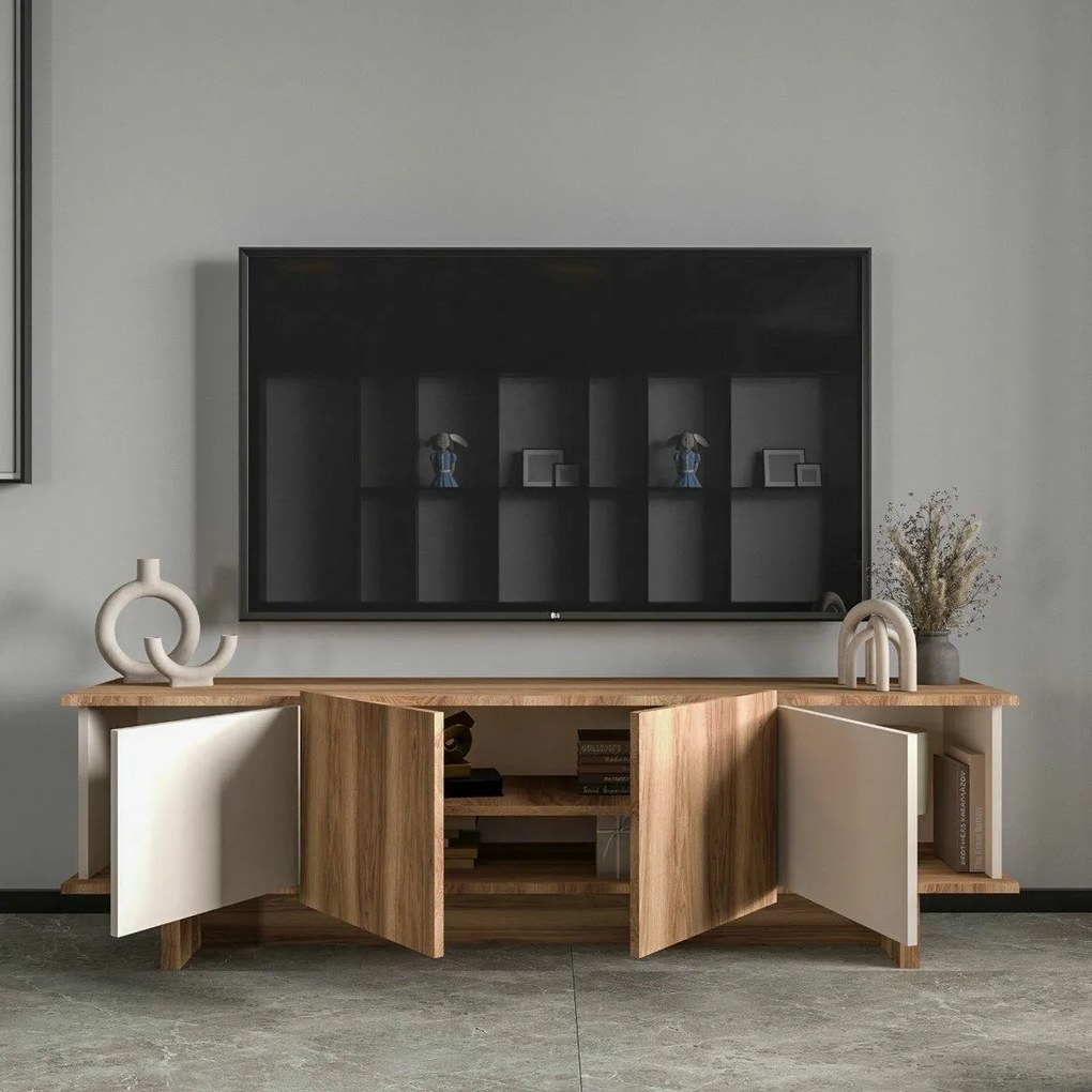 Stolik pod telewizor Diana Beige and Walnut