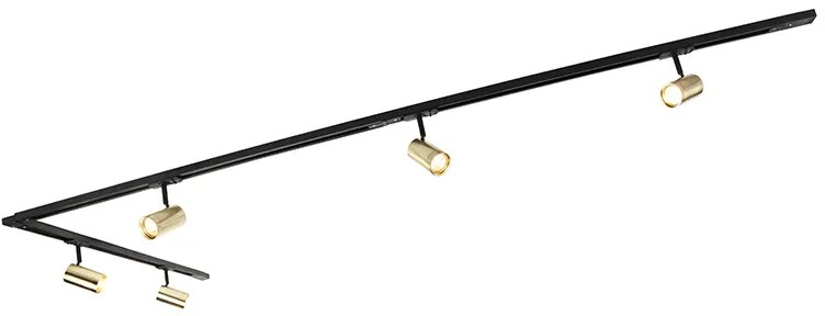 Inteligentny system szynowy czarny ze złotem 1-fazowy 5-świateł w tym WiFi GU10 - Jeana