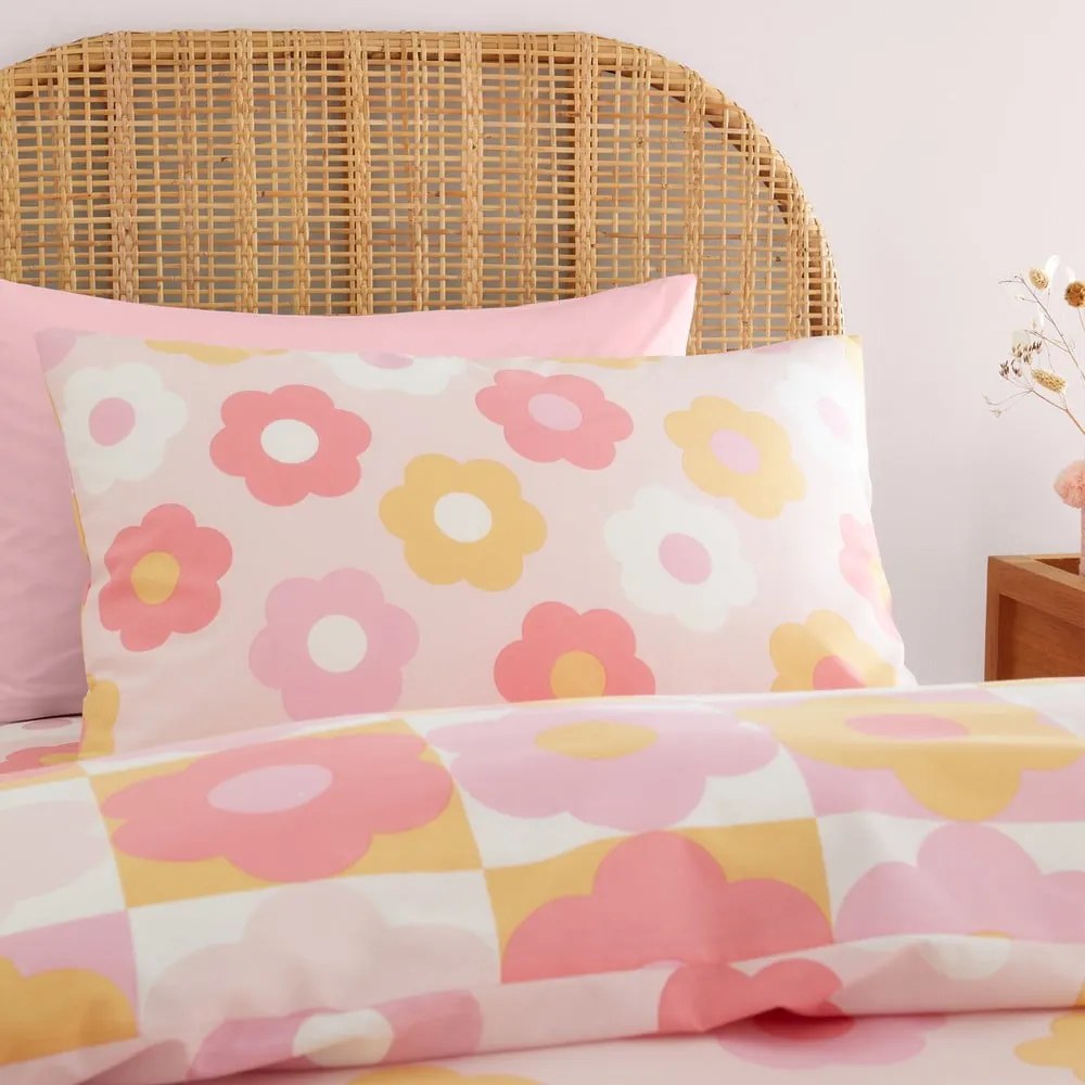 Różowa pościel dziecięca dwuosobowa 200x200 cm Retro Daisy – Catherine Lansfield
