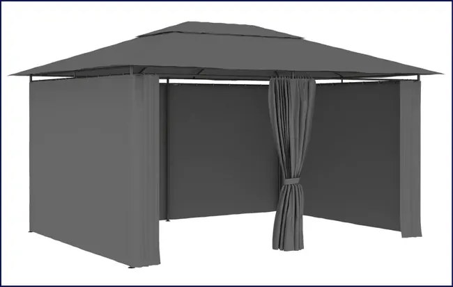 Antracytowa altana ogrodowa z zasłonami A2-N34