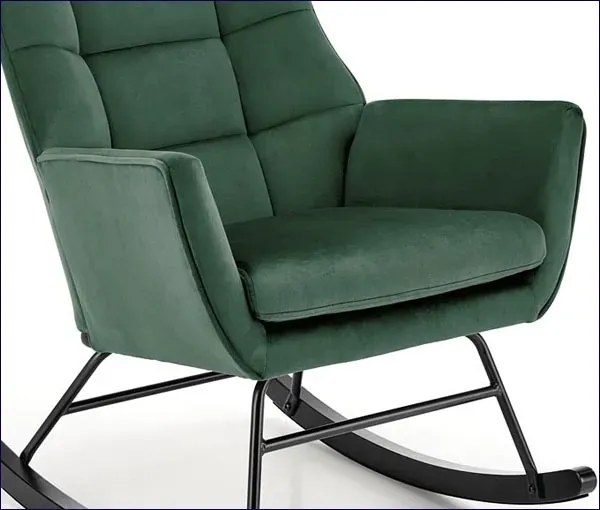 Nowoczesny zielony pikowany fotel bujany - Cirisu