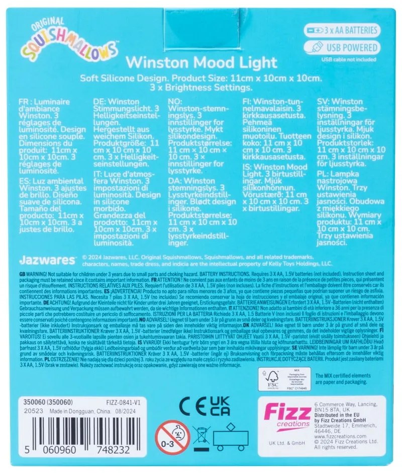 Niebieska dziecięca lampka nocna Fizz Winston – SQUISHMALLOWS