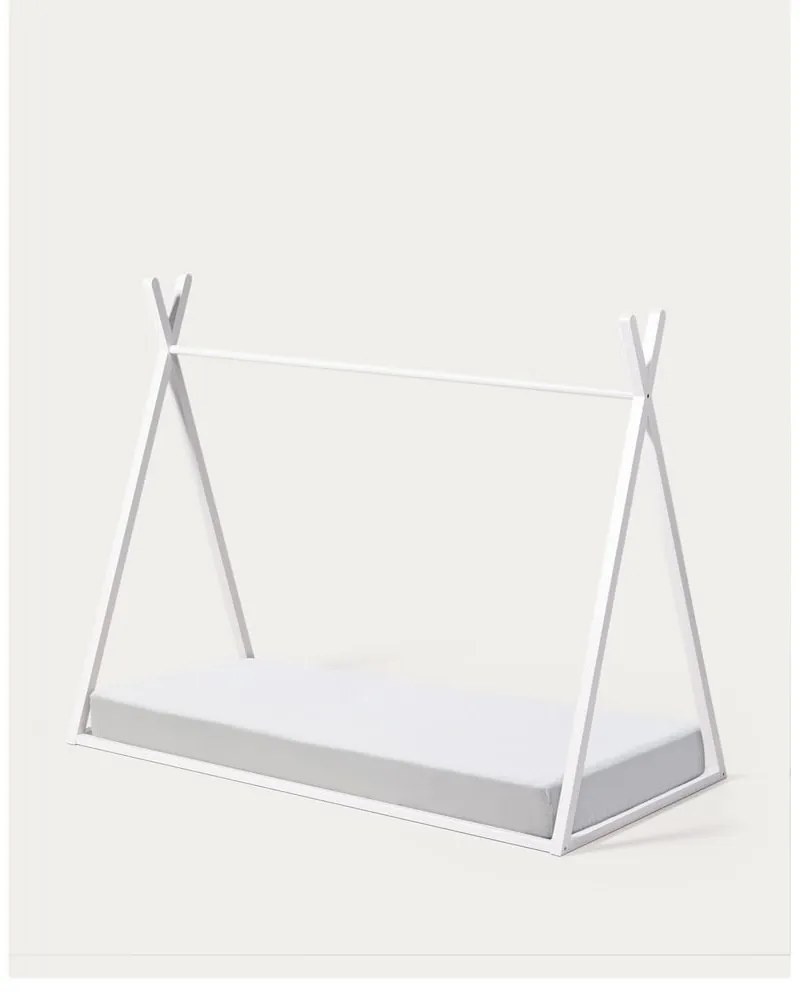 Białe łóżko dziecięce z litego drewna bukowego w kształcie domku ze stelażem 90x190 cm Maralis – Kave Home
