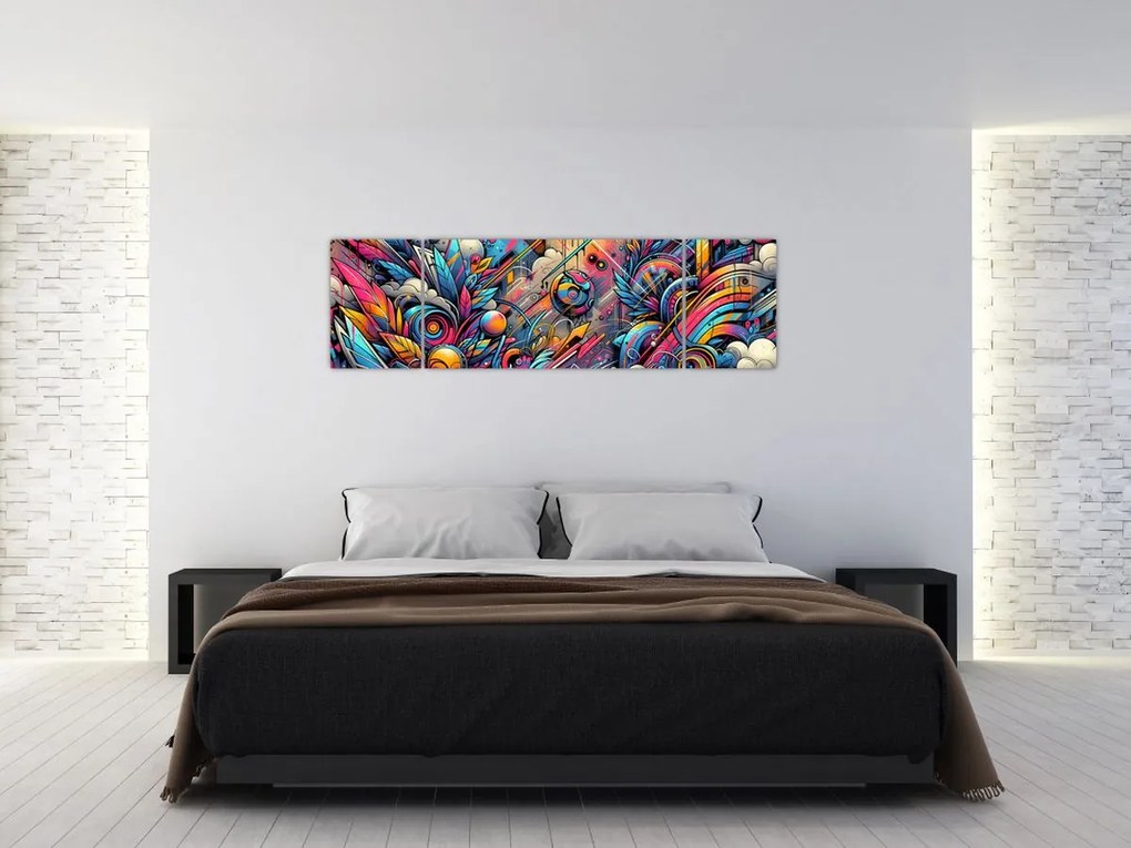 Obraz - Kolorowe graffiti (170x50 cm)
