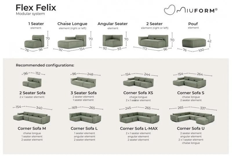 Kremowy narożnik (lewostronny) Flex Felix – Miuform