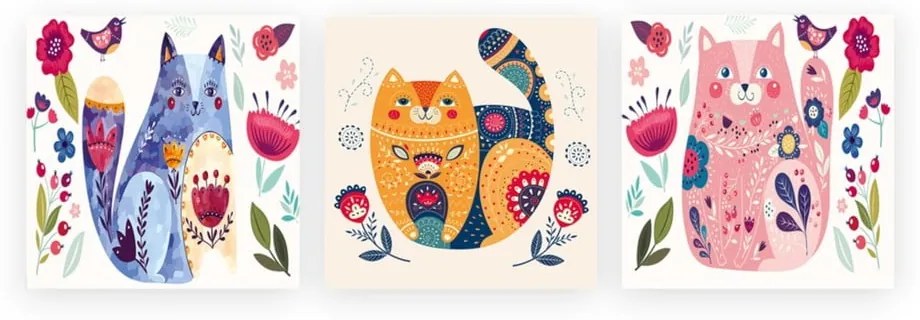 Obrazki dziecięce zestaw 3 szt. 30x30 cm Cats – Wallity