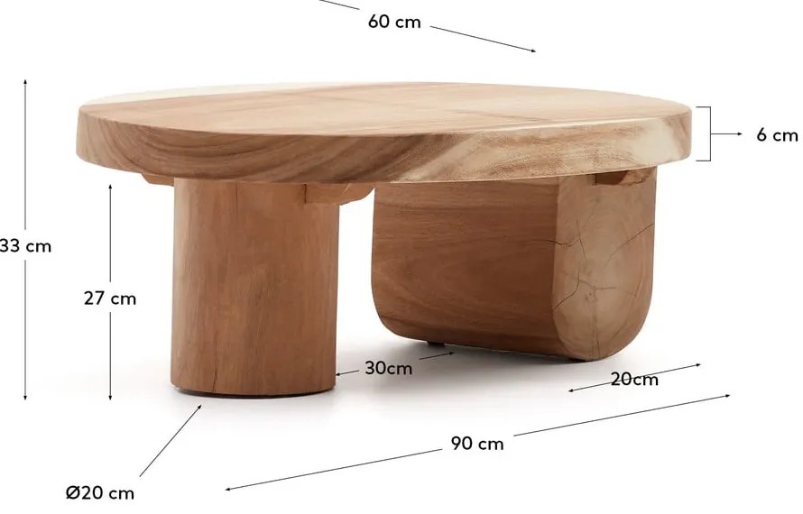 Stolik z litego drewna munggur 60x90 cm Mosi – Kave Home