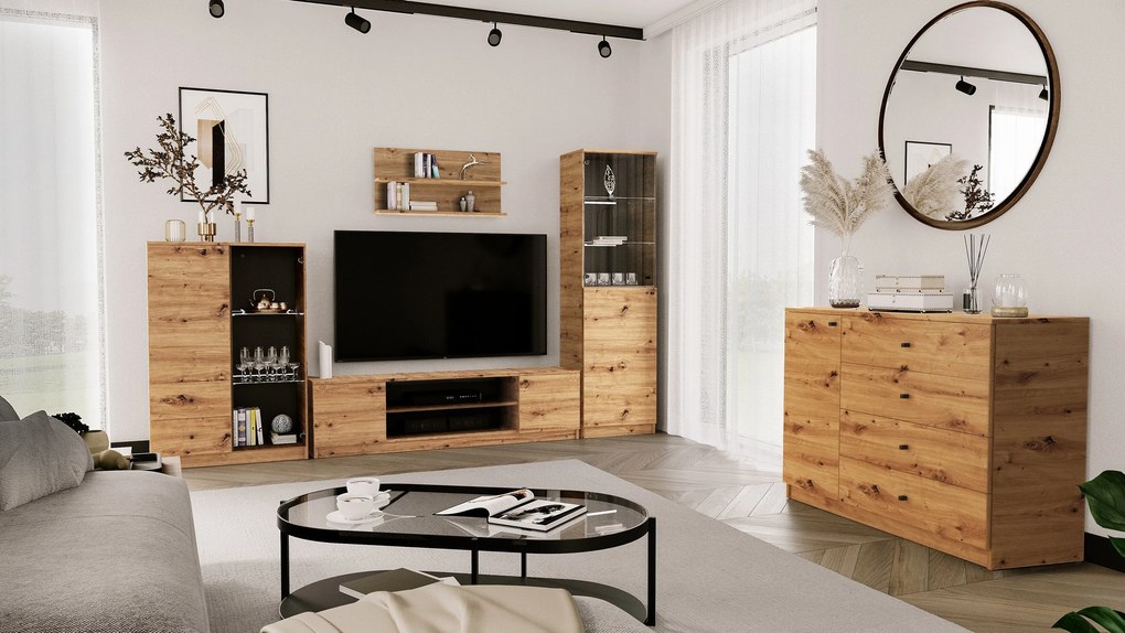 Szafka RTV NATURIO - Dąb artisan / 160 cm