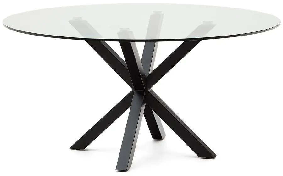 Czarny okrągły stół ze szklanym blatem ø 150 cm Argo – Kave Home