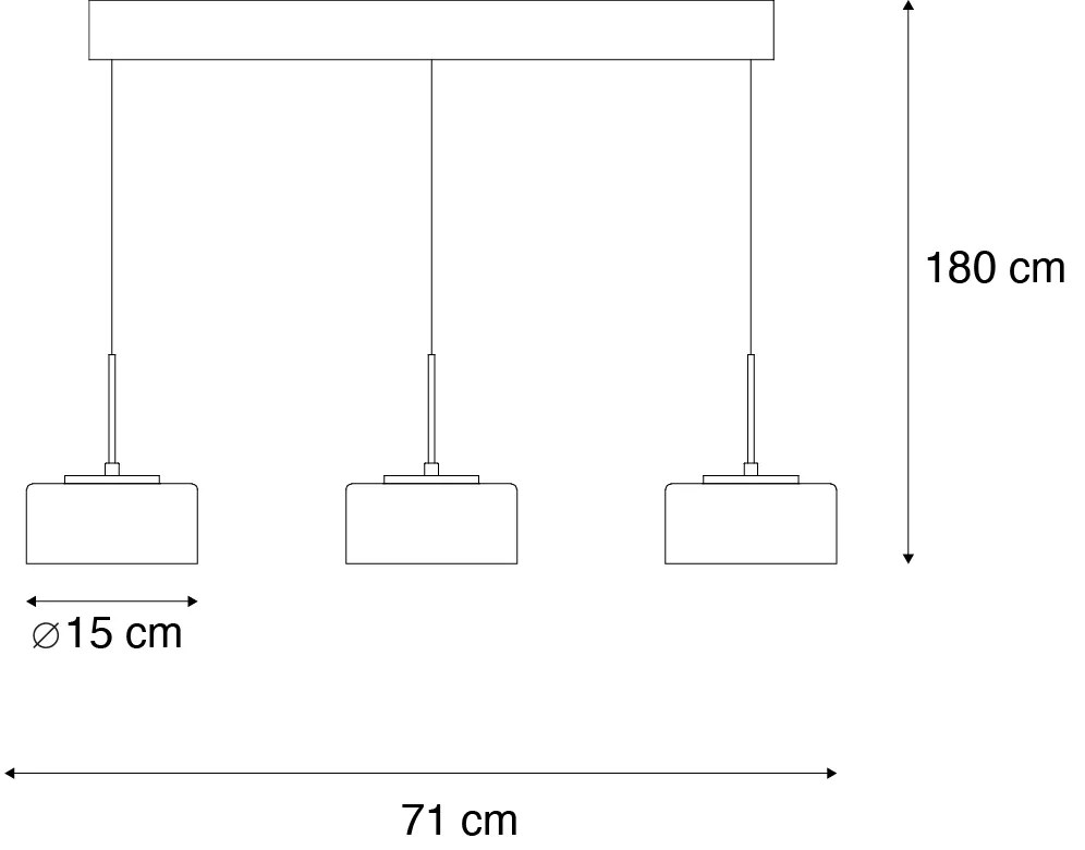 Hanglamp zwart met smoke glas incl. LED 3-lichts easylift - RikaDesignerski Oswietlenie wewnetrzne