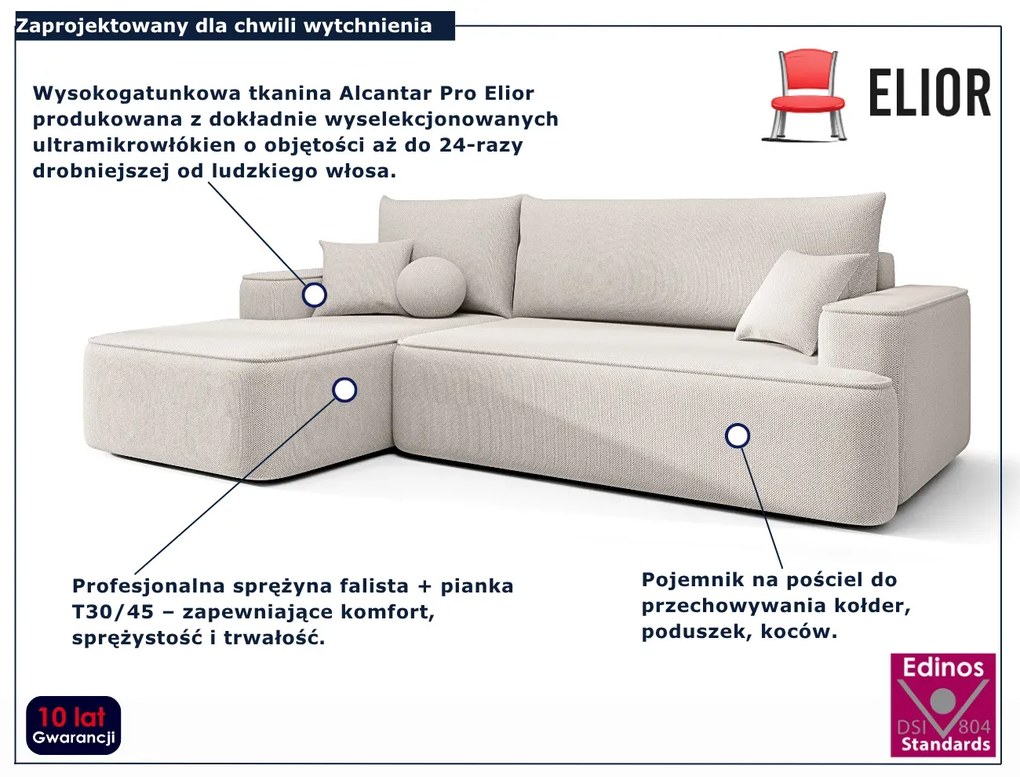 Kremowy narożnik rozkładany z pojemnikiem D8-M57