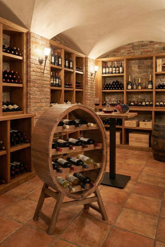 Stojak na 13 butelek wina z drewna akacjowego S2-F66