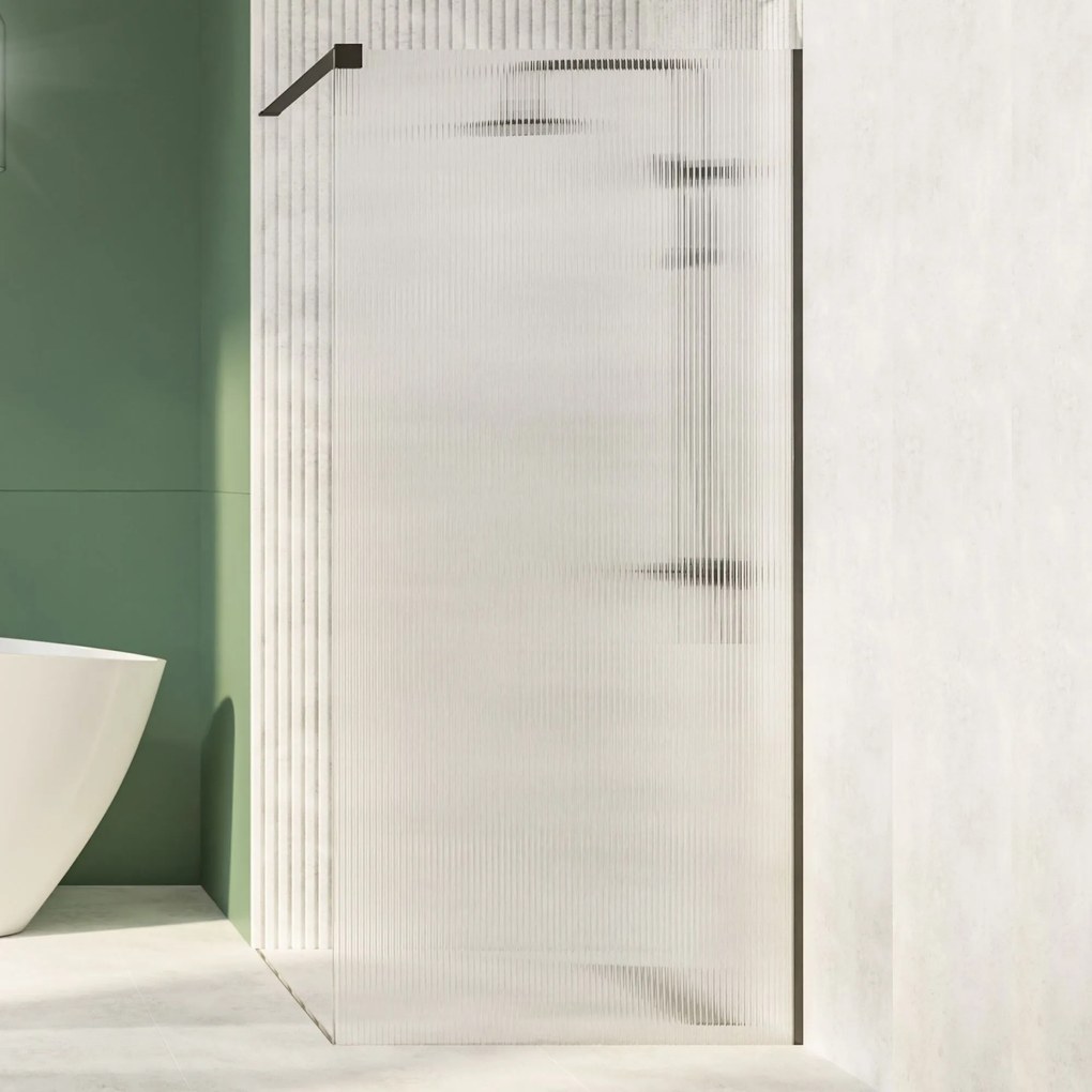 Ścianka prysznicowa WALK IN FIX przezroczysta prostokątna ryflowana 8 mm ARTE WELLE Classic Clear | różne rozmiary : Kolor profili kabiny - złoty, Szerokość ścianki - 120 cm, Typ montażu - WALK in FIX (Do ściany)